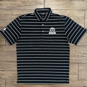 Fred Biletnikoff Raiders Hall Of Fame Striped Polo Shirt Black Men's M